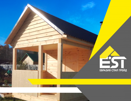 Баня 3х4 с террасой 2х3 на свайном фундаменте